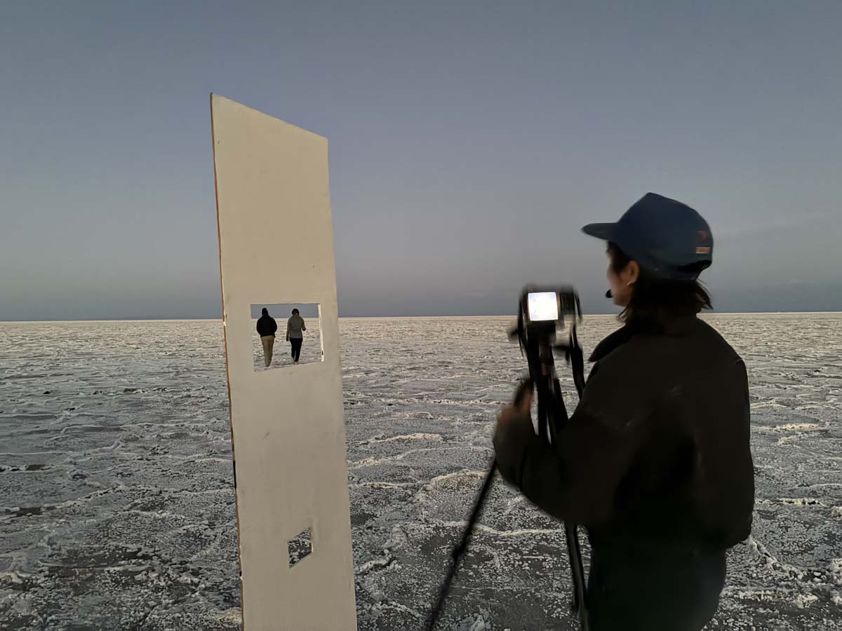 Experiments with a viewfinder made from scrap at the Bonneville Salt Flats, 