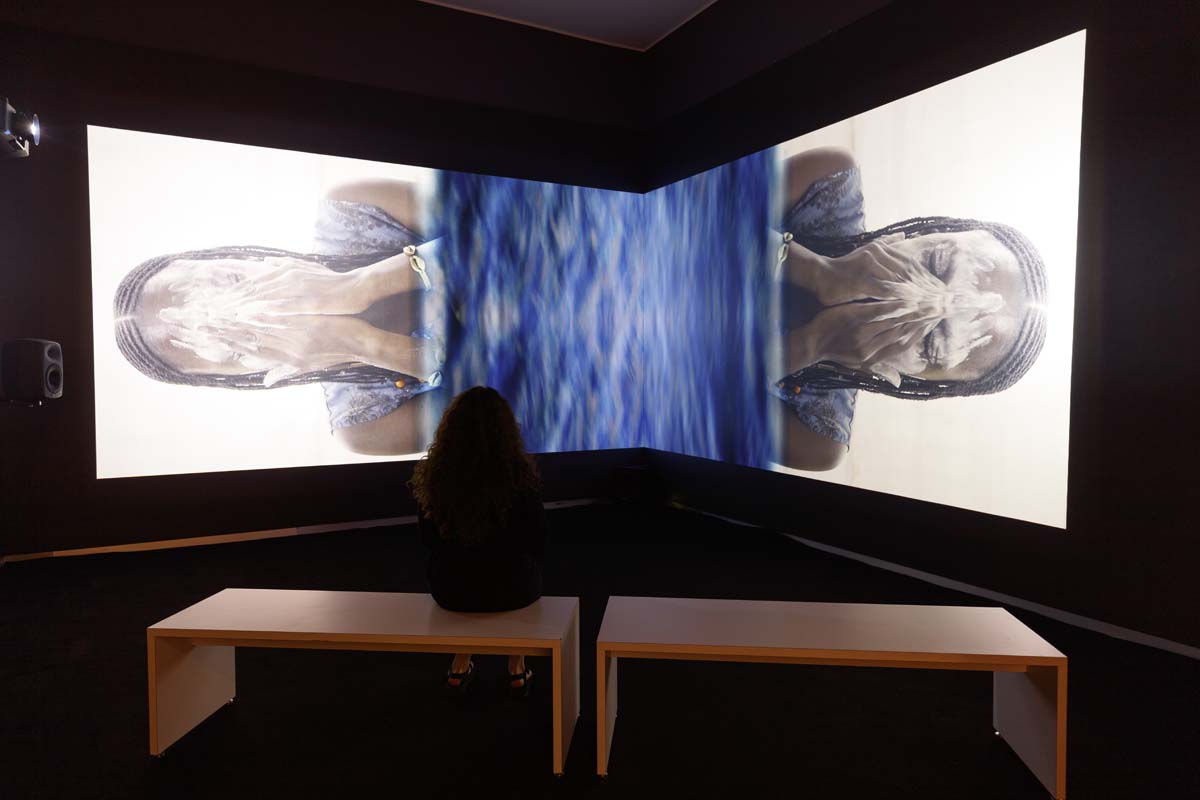Adama Delphine Fawundu, <i>Vibrations of the Deep</i>, 2025, installation view, Utah Museum of Fine Arts.