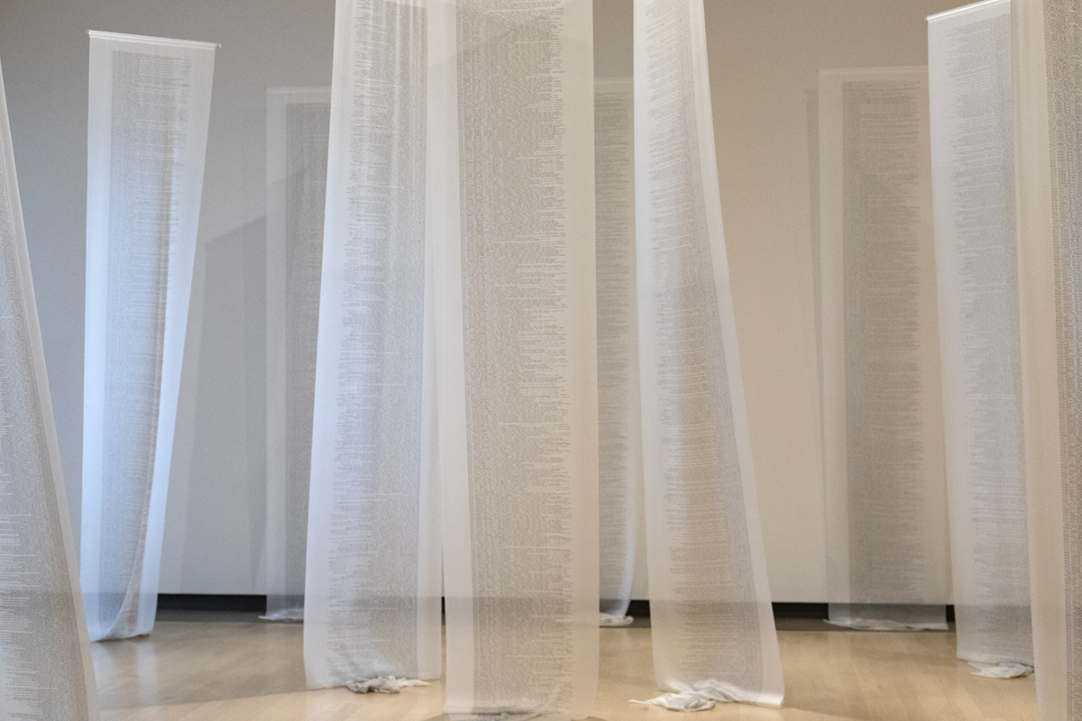 Installation view of an installation by Elizabeth Z. Pineda curated by Christian Ramírez at Phoenix art museum.