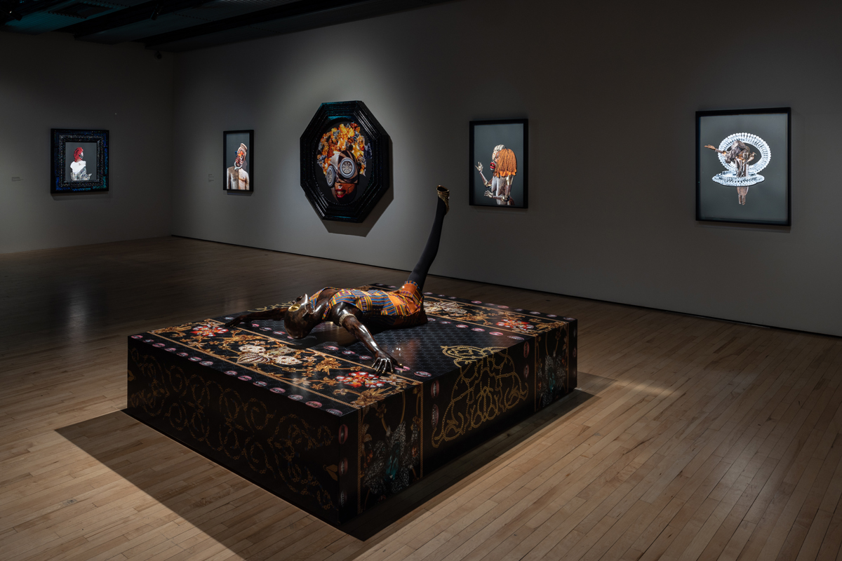 Installation view of In the Black Fantastic at Hayward Gallery, London.