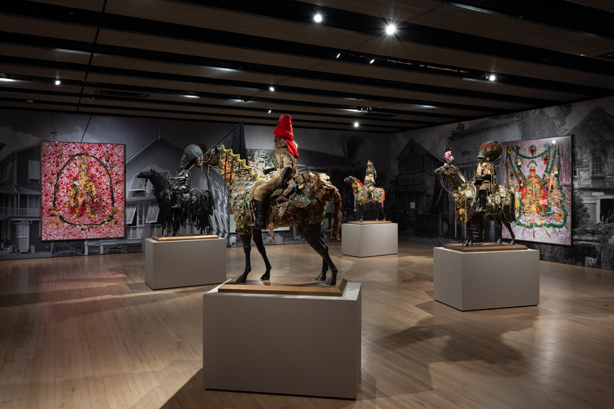 Installation view of In the Black Fantastic at Hayward Gallery, London.