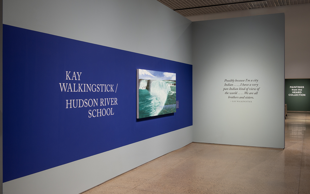 Installation view of Kay WalkingStick / Hudson River School exhibition at Heard Museum, Phoenix.