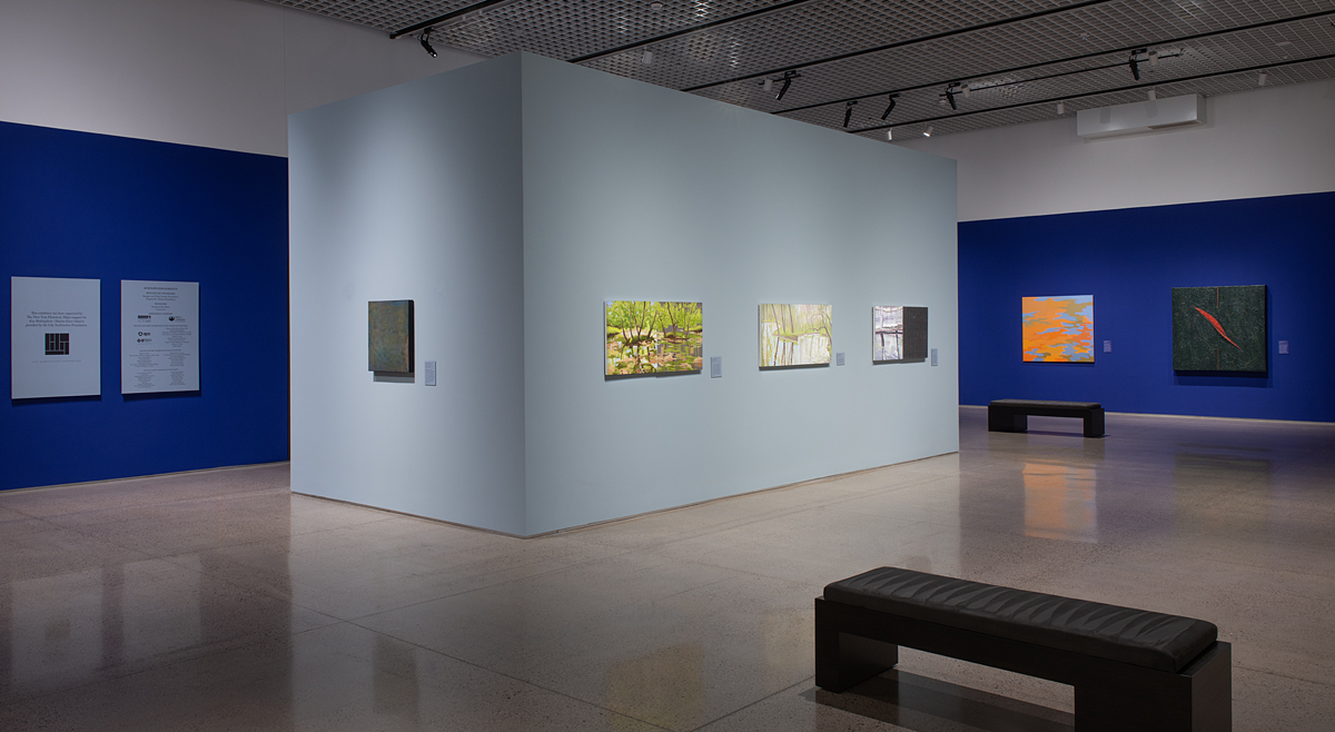 Installation view of Kay WalkingStick / Hudson River School exhibition at Heard Museum, Phoenix.