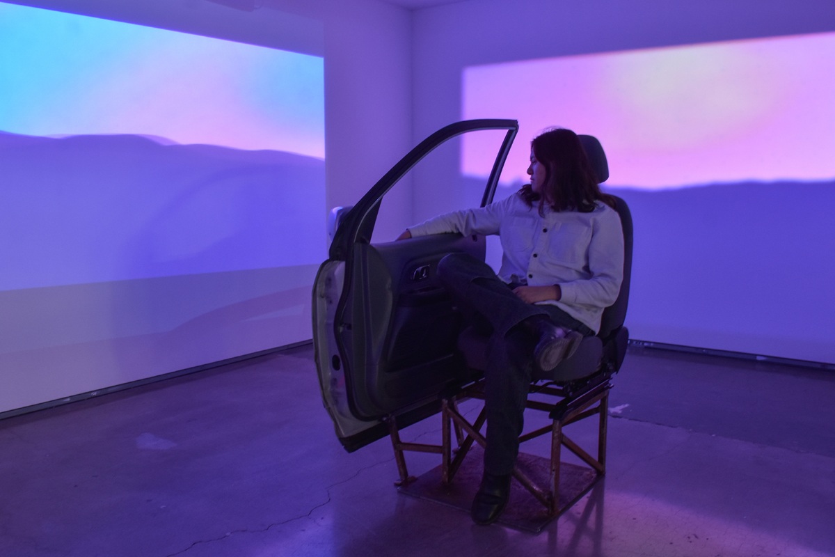 Installation view of a multimedia installation by Luke Rizzotto.