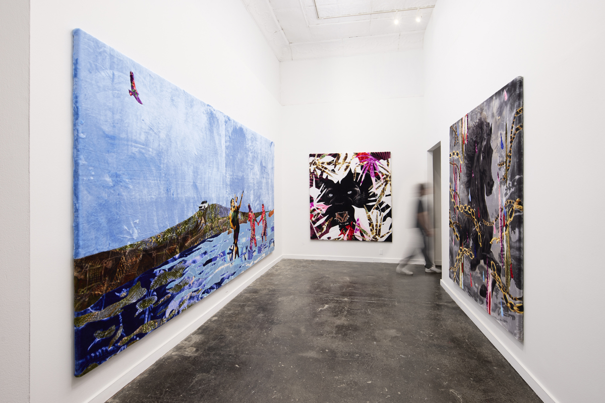 Installation view of Los Encuentros exhibition at Ballroom Marfa, featuring works by Antonio Lechuga.