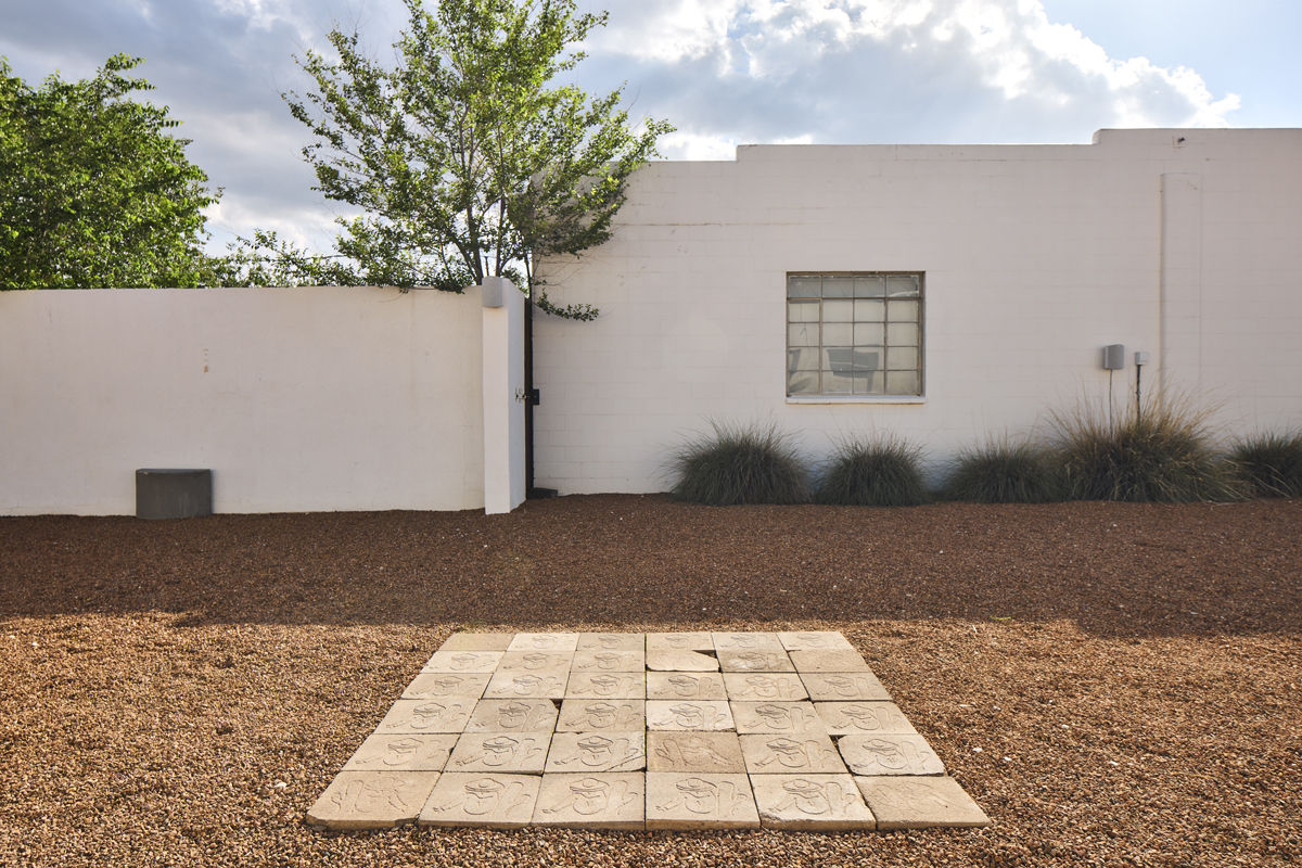 Installation view of Los Encuentros exhibition at Ballroom Marfa, featuring art by Justin Favela.