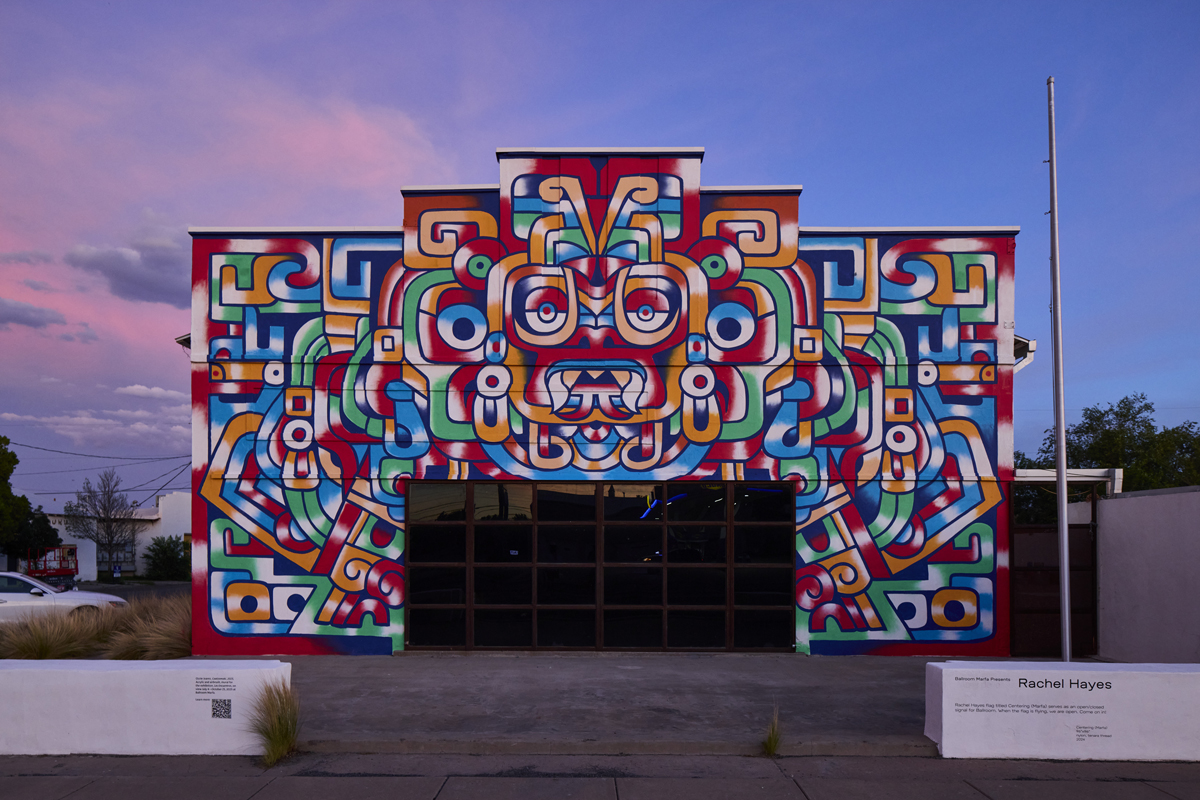 Mural by Ozzie Juarez on the facade of Ballroom Marfa.