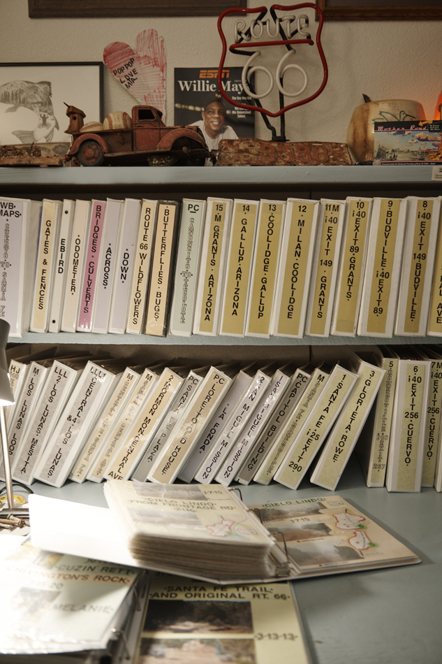 View of Route 66 binders by Willie Lambert.