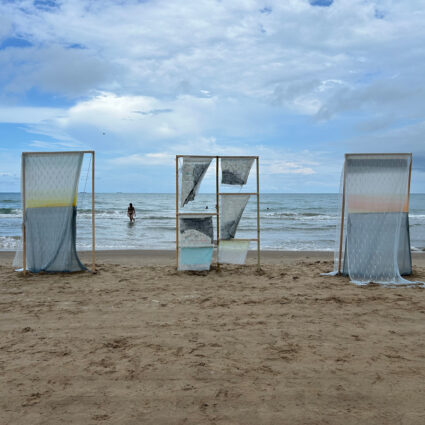 Art installation on a beach by Nansi Guevara.