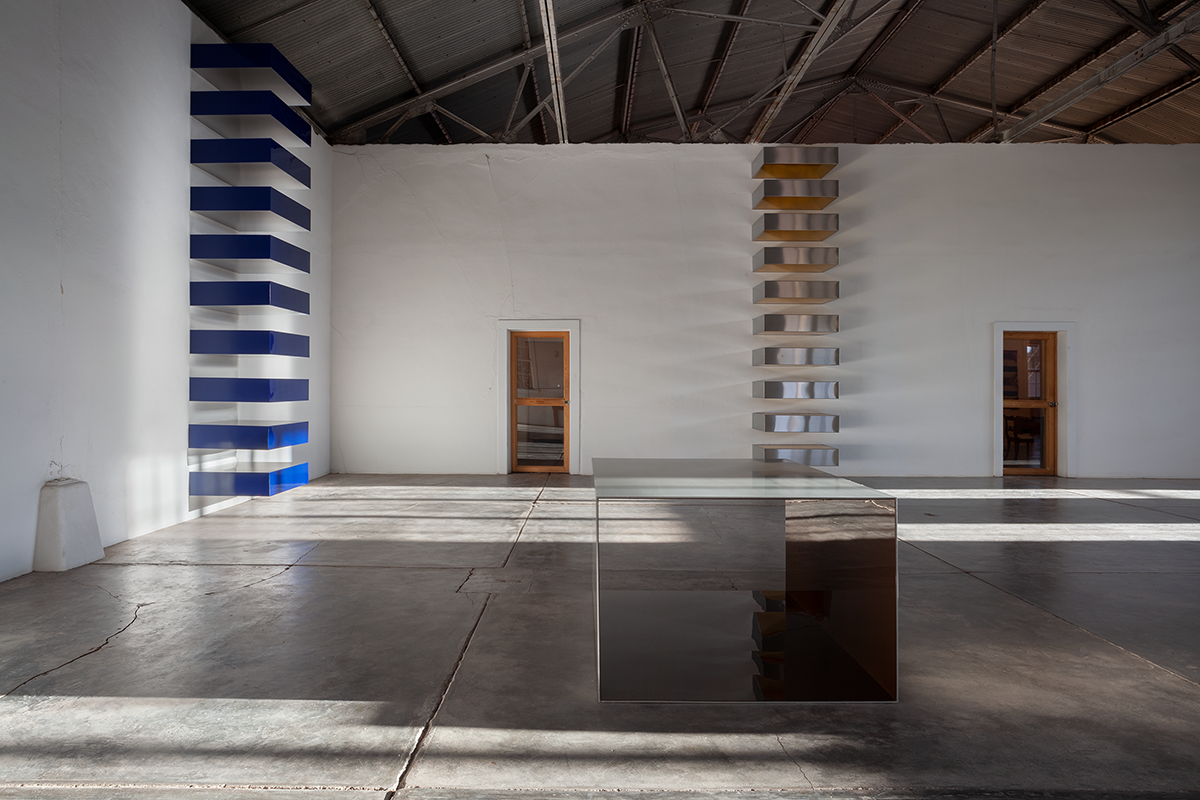 View of Donald Judd's The Block in Marfa, Texas.