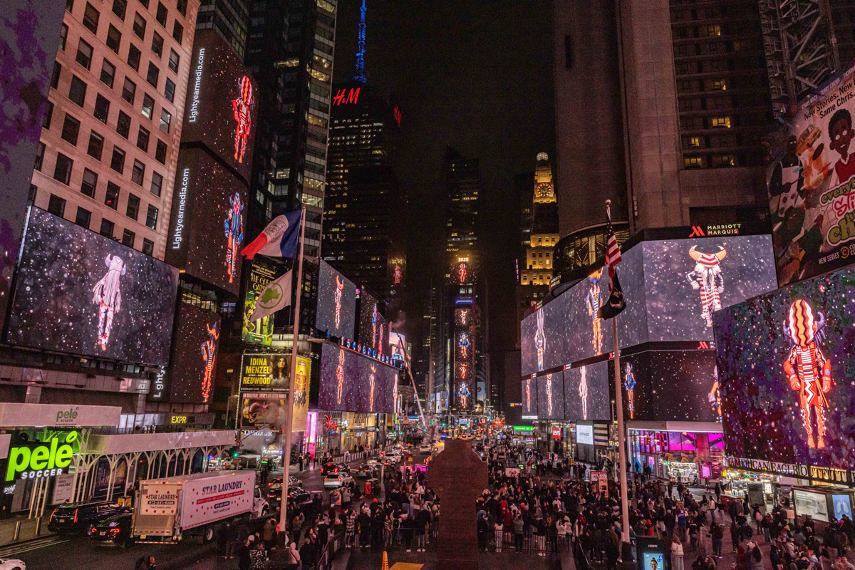 Cannupa Hanska Luger's takeover of Times Square in Manhattan.