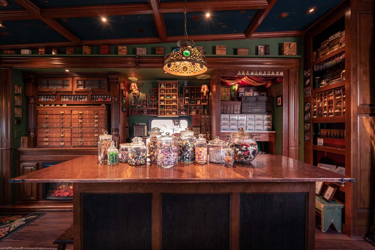 Collection of jars inside the Office of Collecting and Design mobile trailer.