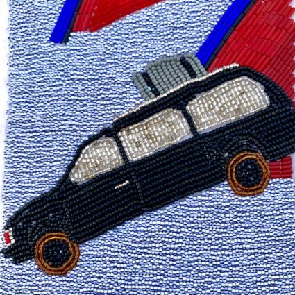 The Black Pearl, glass beadwork on buckskin fabric by Carmen Selam