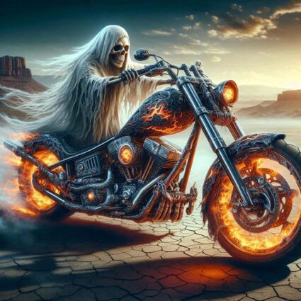 Skeleton, Ghost, Bike, AI generated image