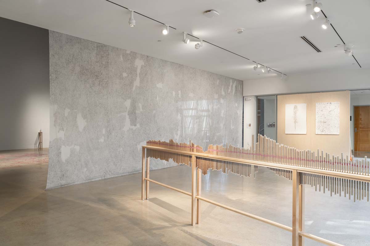 Installation view of Abby Flanagan: To Move Through Stone, at the Visual Arts Center at the University of Texas at Austin