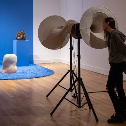 Installation view of works by Linda Nguyen Lopez, Thorne Collaborative in Yes &... at Boulder Museum of Contemporary Art, 2026.