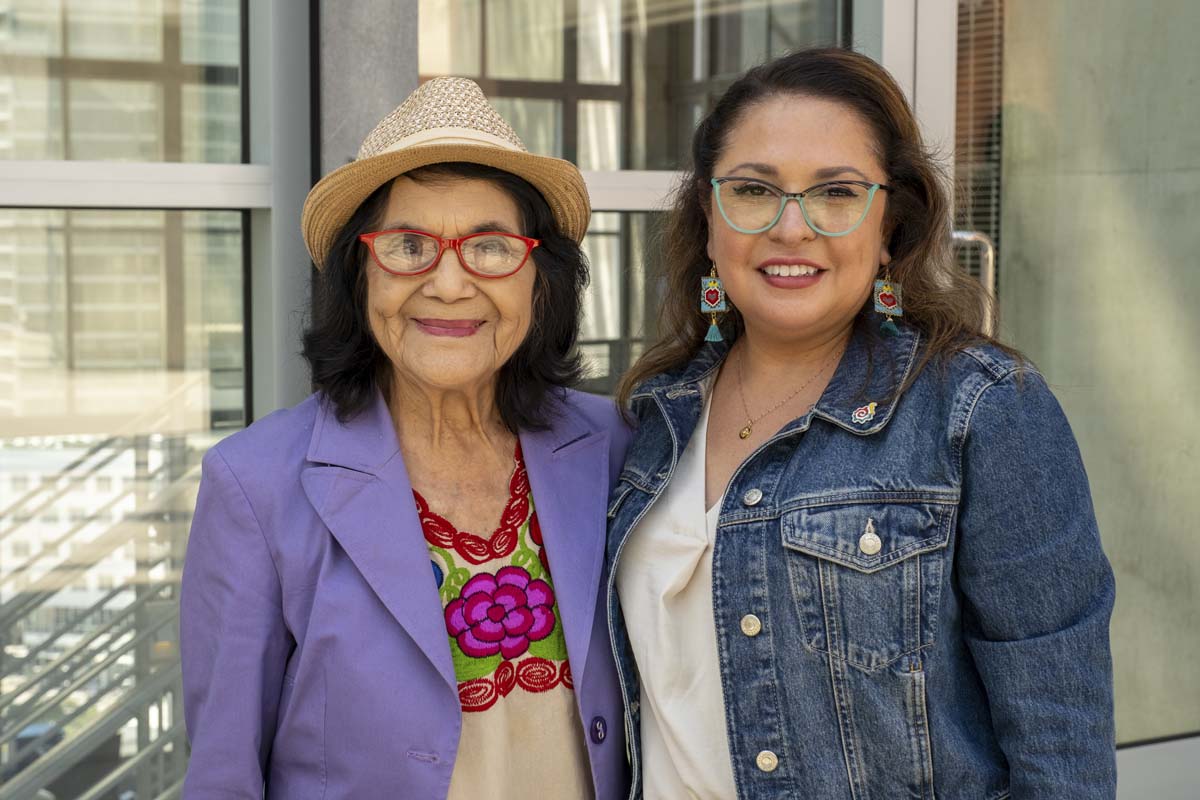 Dolores Huerta (left) and Sehila Mota Casper (right) at the LHC's Congreso Latinx Leadership Summit in San Diego, where Huerta joined as a keynote speaker, 2024