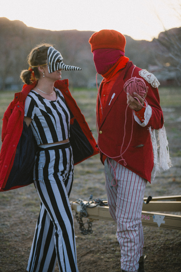 Performers in red at Stoopfest in Moab, Utah.