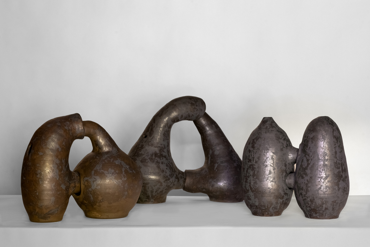 Mixed-media vessels by Julianne Swartz.