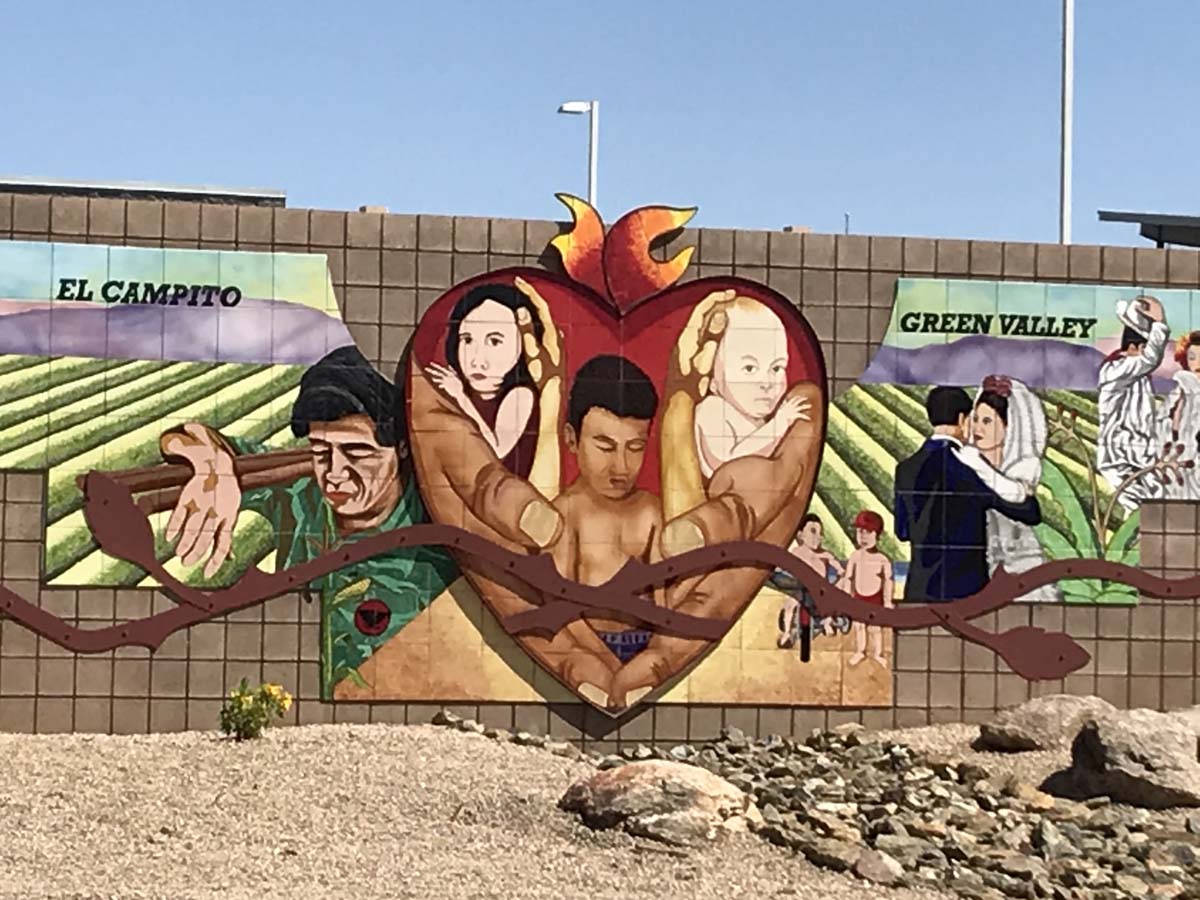 Detail of a mural by Martin Moreno in Phoenix, depicting Cesar Chavez.