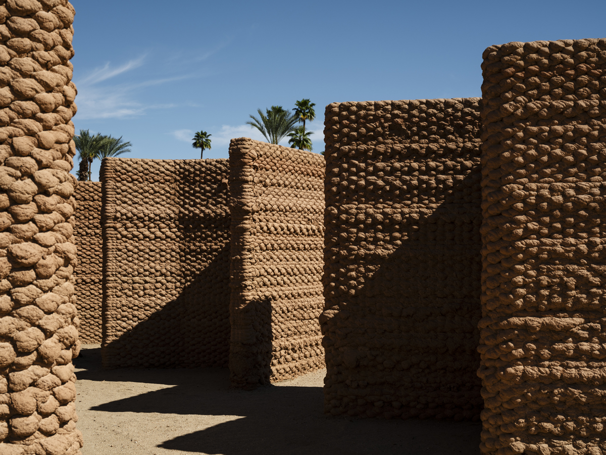 3D-printed adobe structure by Ronald Rael, a featured artist in the group show Unearthing Futures.