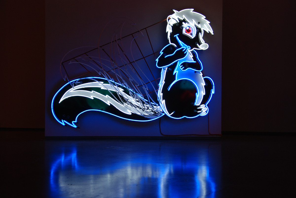 Stinker’s Truck Stop neon sign, with an animated tail, at the Light Circus Nevada Neon Museum in Reno.