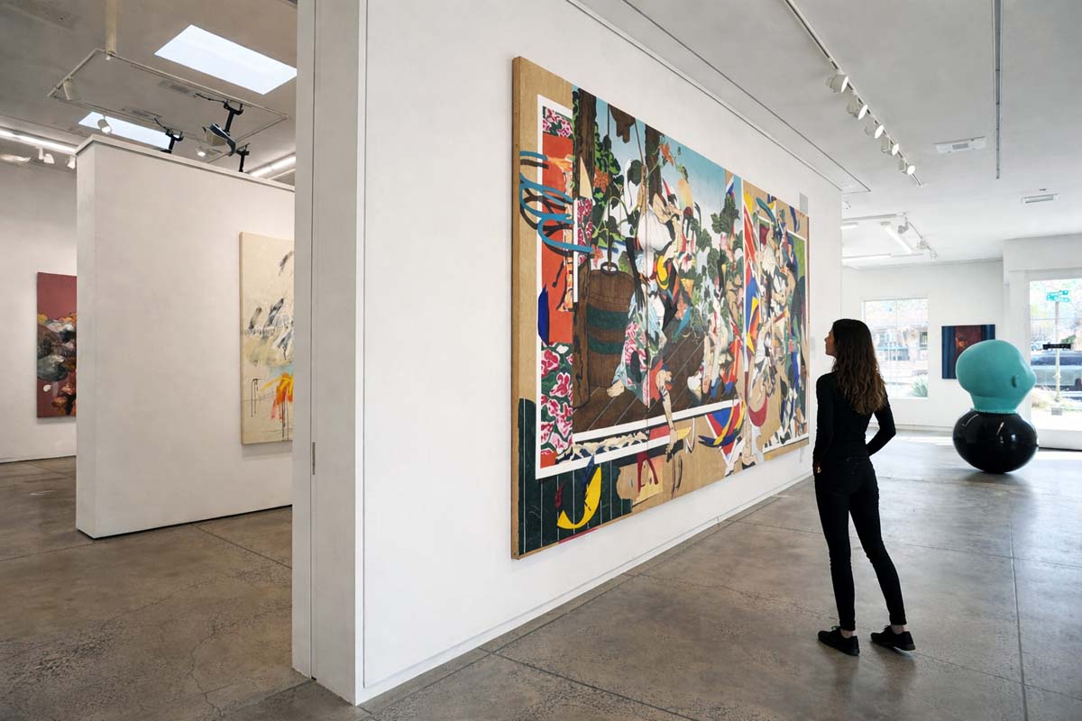 K Contemporary Santa Fe, featuring works by Diego Rodriguez-Warner and Viktor Frešo.