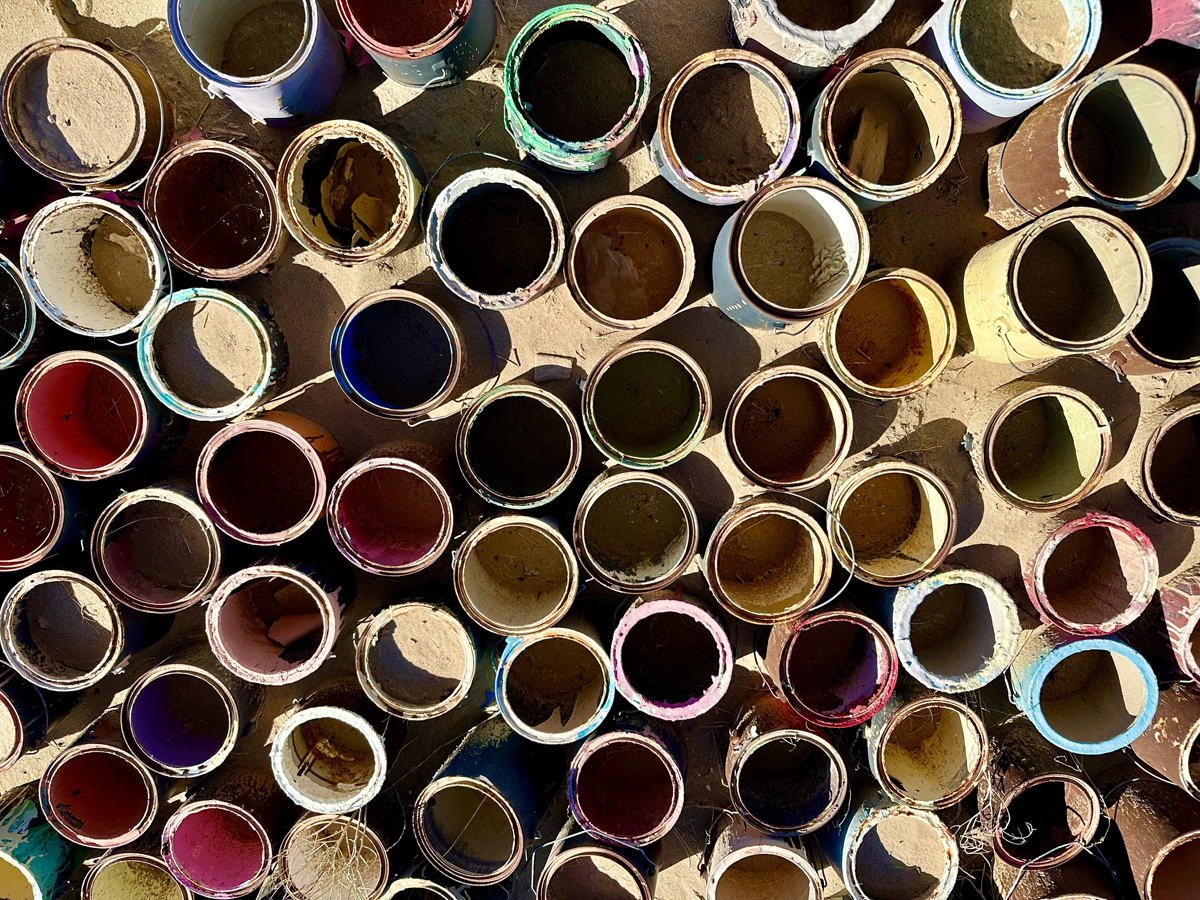 Artist Leonard Knight's paint cans.