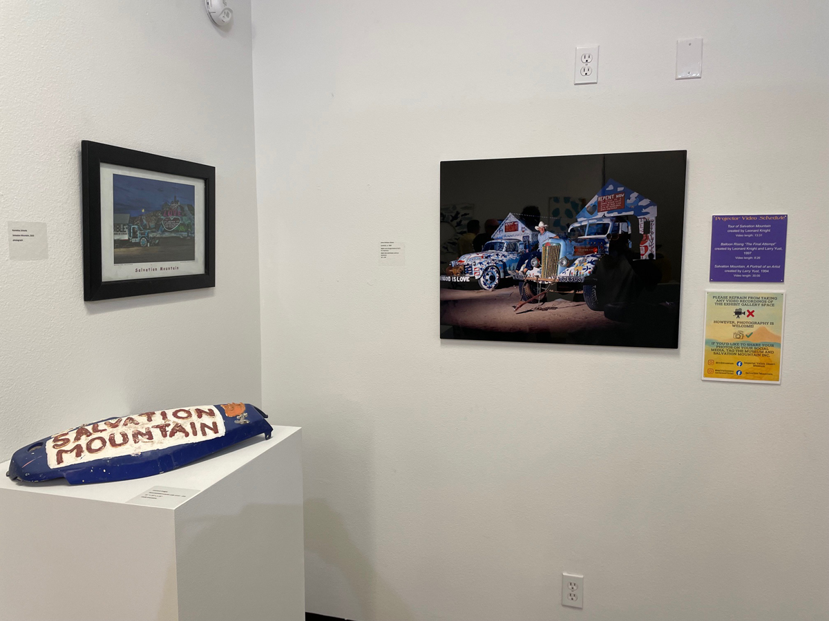 Installation view of a Leonard Knight exhibition at the Imperial Valley Desert Museum.