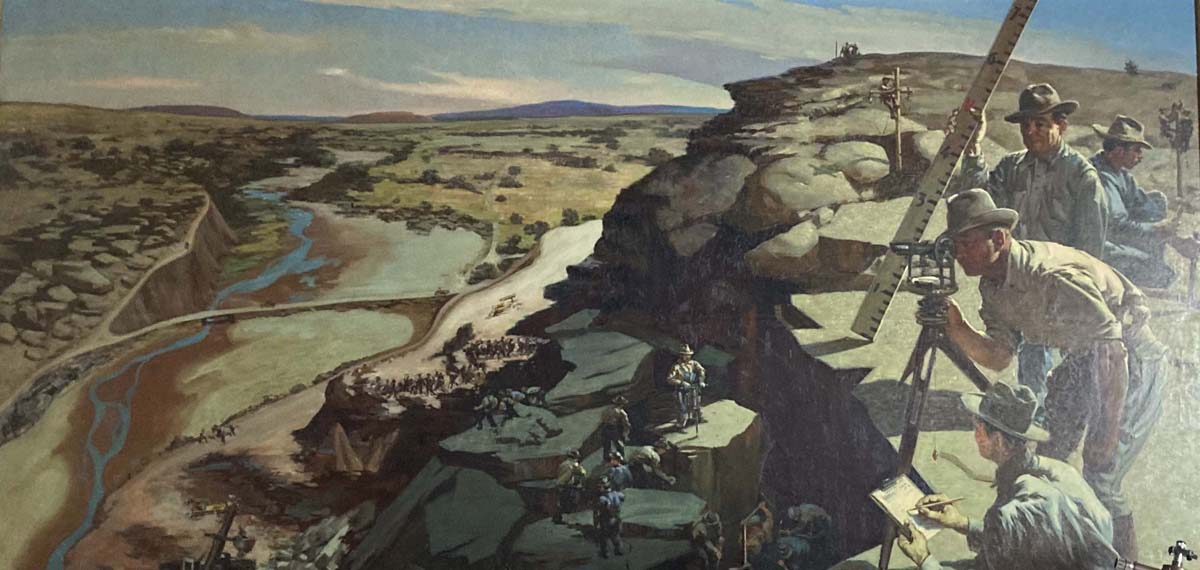 Odon Hullenkremer mural, Commencement of Main Dam Construction, at the Conchas State Park Visitor Center