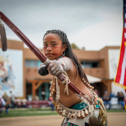 Performer from the Pueblo Dance Group at Indian Pueblo Cultural Center.