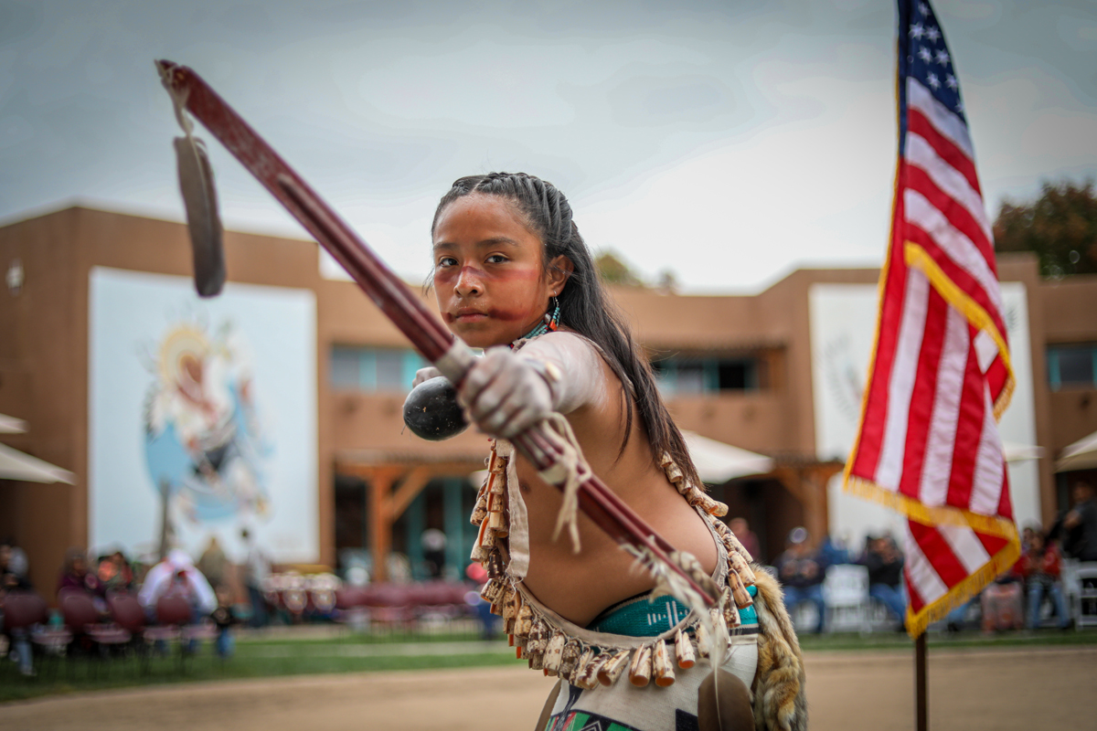 Performer from the Pueblo Dance Group at Indian Pueblo Cultural Center.