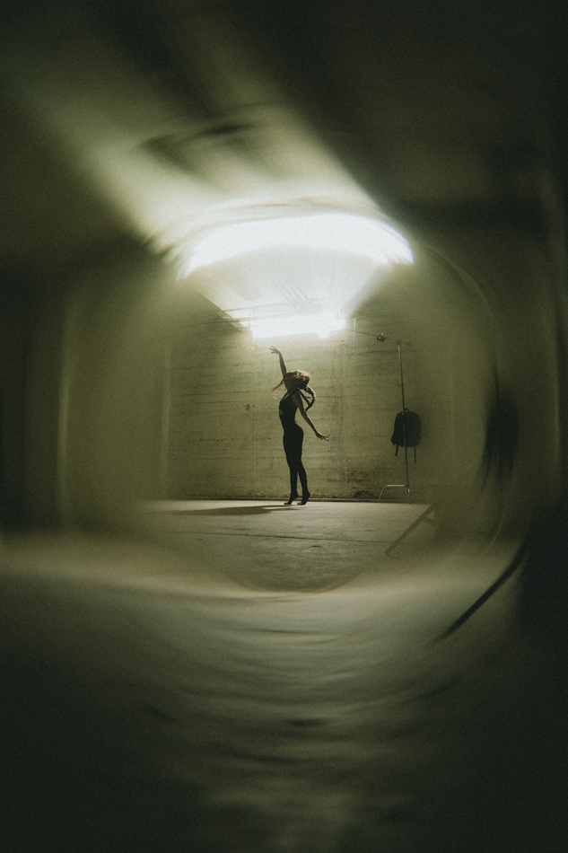 Silhouetted dancer.