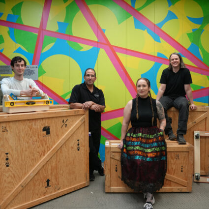 Behind-the-scenes portrait of the registrars at El Paso Museum of Art, El Paso, Texas.