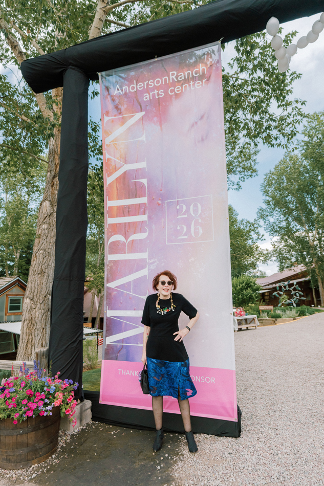 Portrait of Marilyn Minter at Anderson Ranch Arts Center, during their 60th anniversary Ranch Gala and Live Auction.