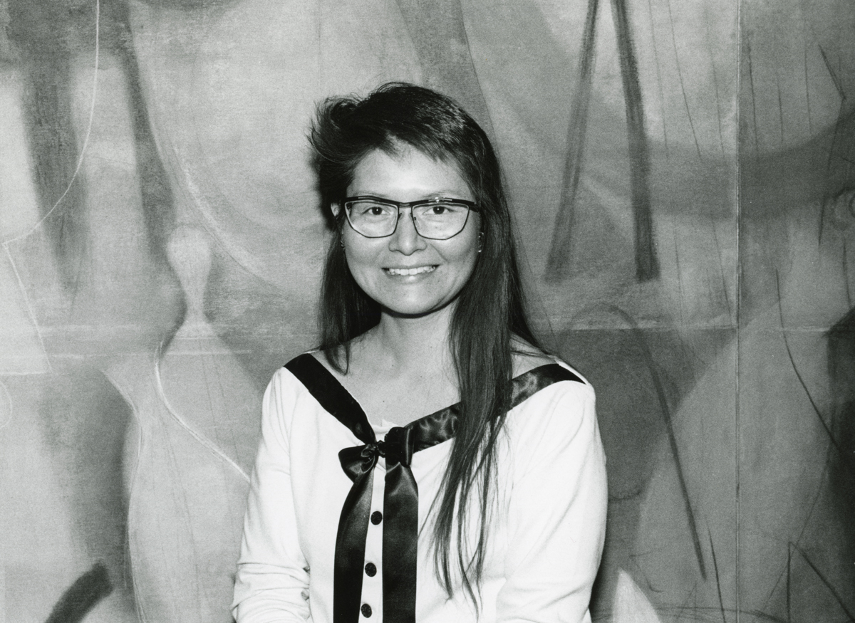 Portrait of Emmi Whitehorse at Wheelwright Museum, 1991.