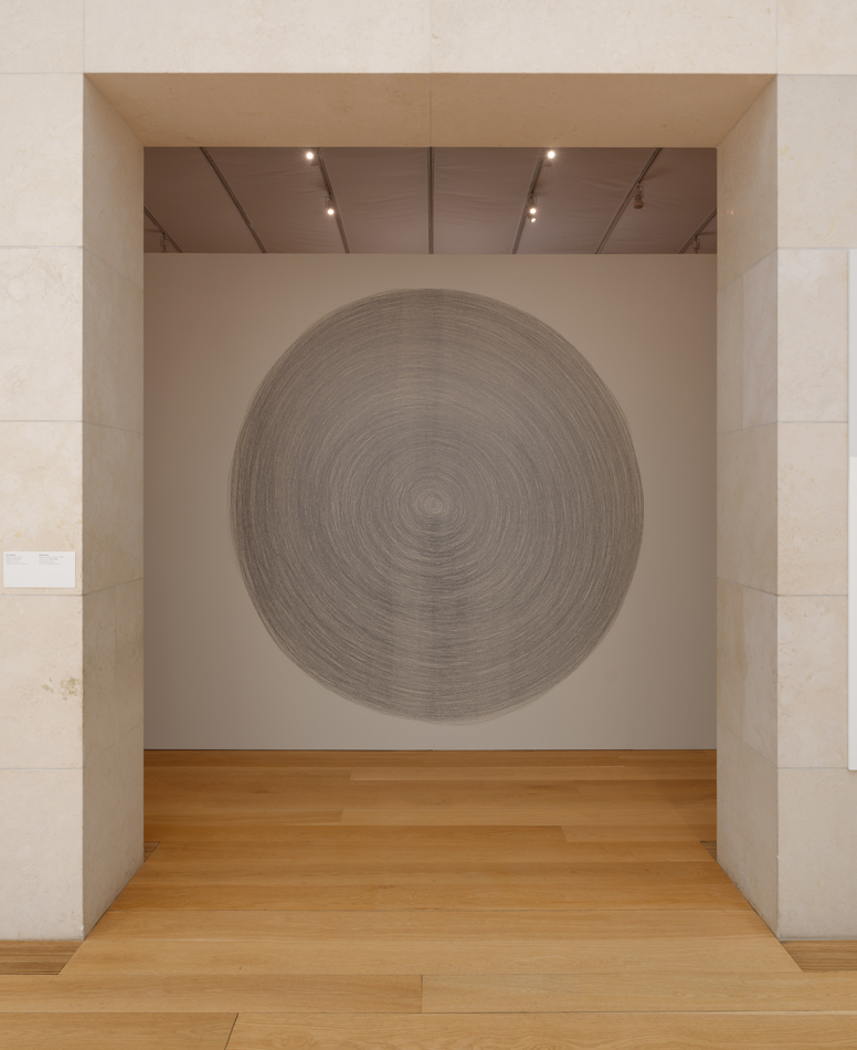 Installation view of a wall drawing by Dallas-based artist Nic Nicosia.