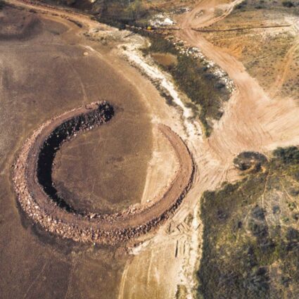 Robert Smithson's Amarillo Ramp in 1973 as viewed from above.