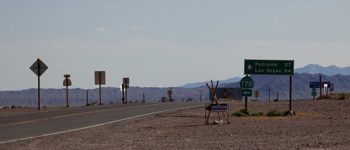 Between Pahrump and Las Vegas, Nevada.