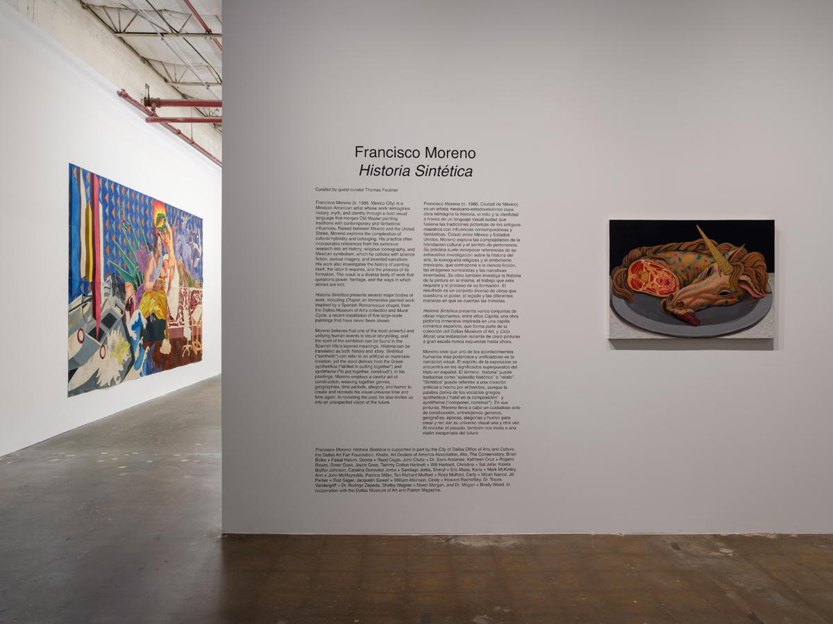 Installation view of Francisco Moreno's first museum solo exhibition at Dallas Contemporary in Texas.