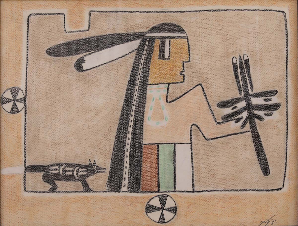 Neil David Sr. (Hopi), Awatovi Man with Prayer Stick