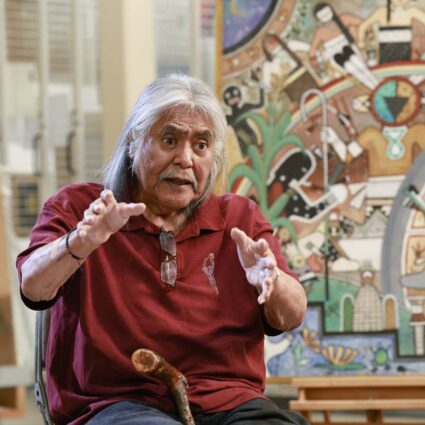 Neil David Sr., the last living member of the Artist Hopid collective, tells his story and that of Artist Hopid during an interview in the Easton Collection Center at the Museum of Northern Arizona, May 4, 2026.