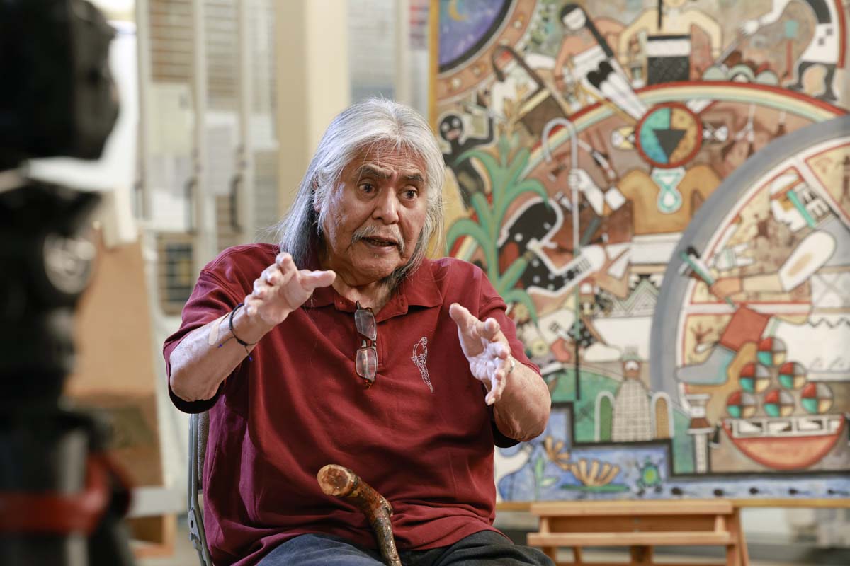 Neil David Sr., the last living member of the Artist Hopid collective, tells his story and that of Artist Hopid during an interview in the Easton Collection Center at the Museum of Northern Arizona, May 4, 2026. 
