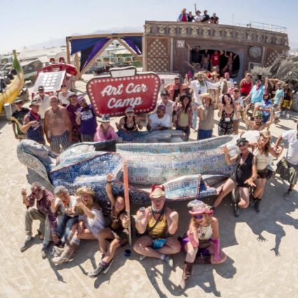 ARTCAR CAMP at Burning Man, with Madonna Car by Jose Benavides.