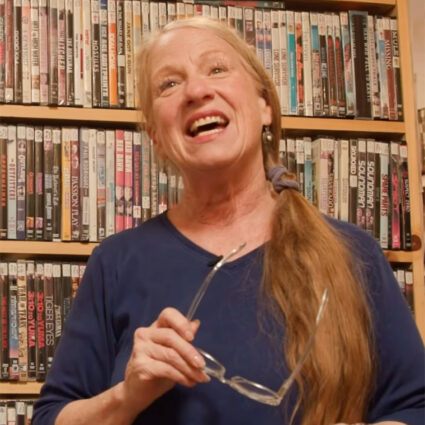 Portrait of Lisa Harris, co-owner of Video Library in Santa Fe.