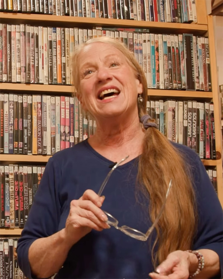 Portrait of Lisa Harris, co-owner of Video Library in Santa Fe.
