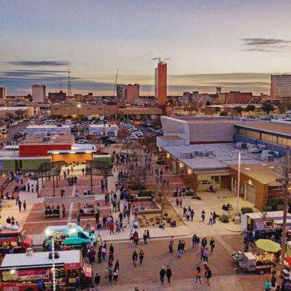 LHUCA Plaza during First Friday Art Trail.