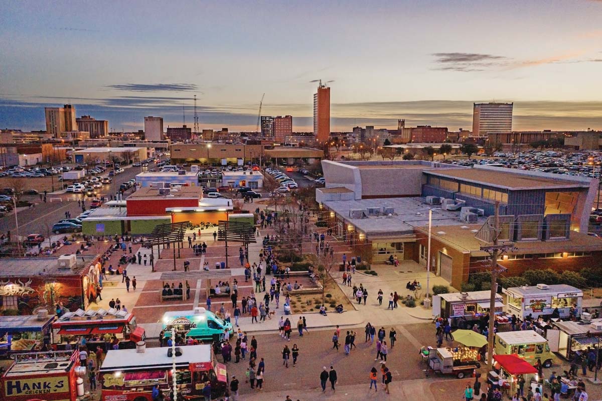 LHUCA Plaza during First Friday Art Trail. 