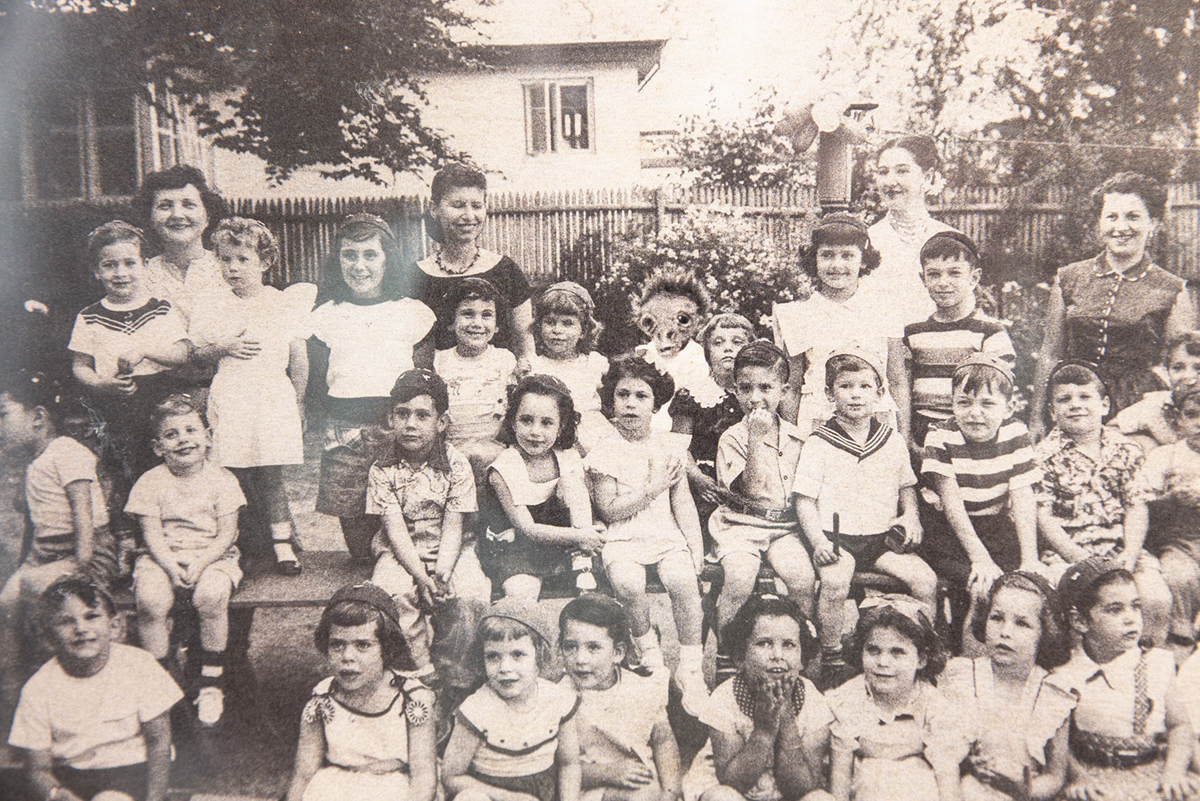 Black and white family or school photograph