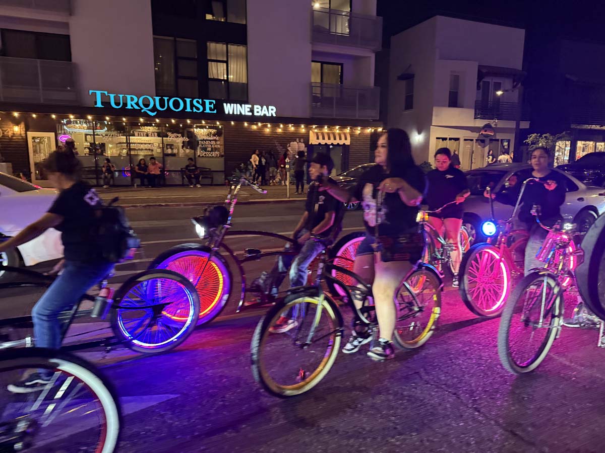 Bikes along Roosevelt St during First Friday.